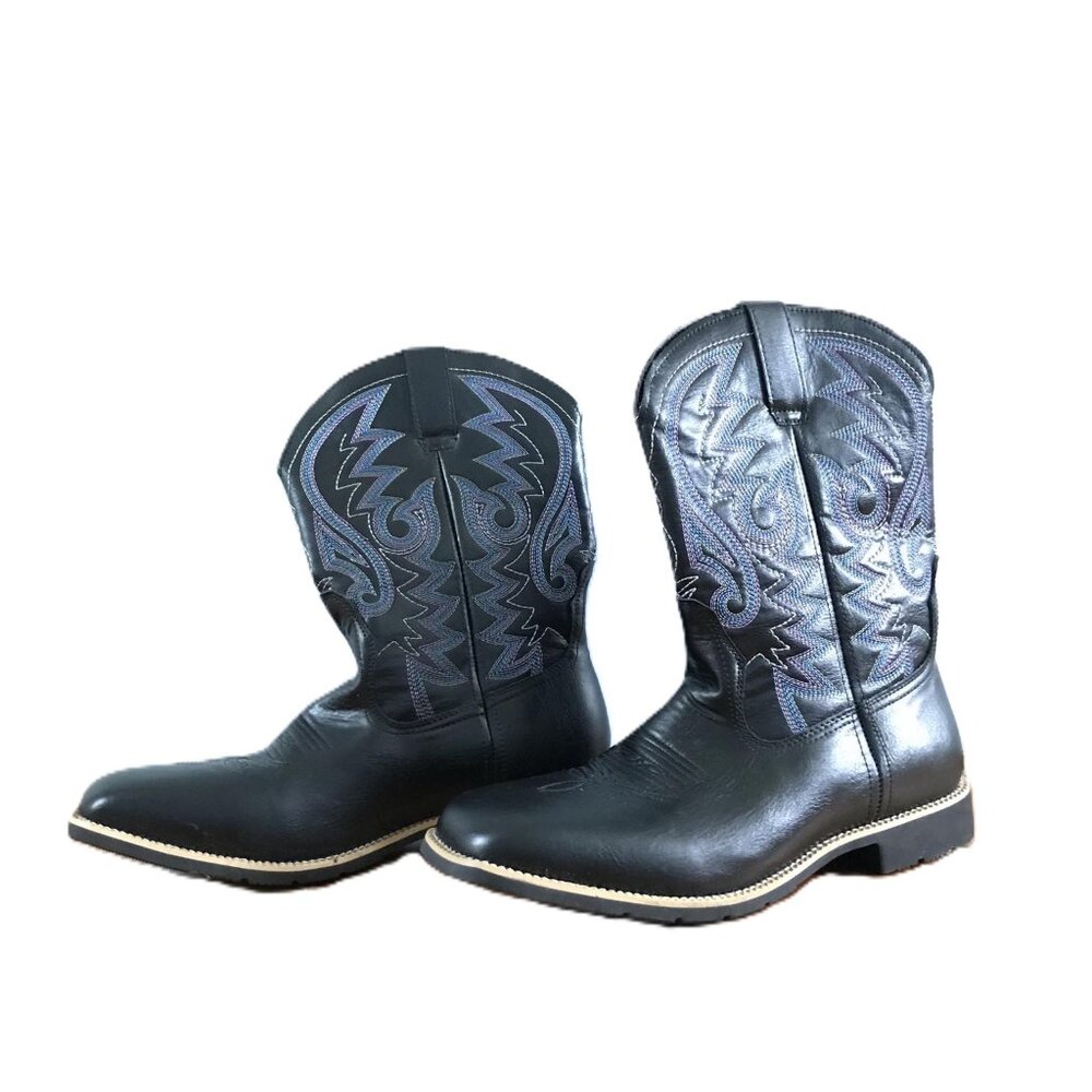 NEW Funky Men's Size 42 EU/8.5 US Cowboy Boots Purple Blue Seams With Toe Accent